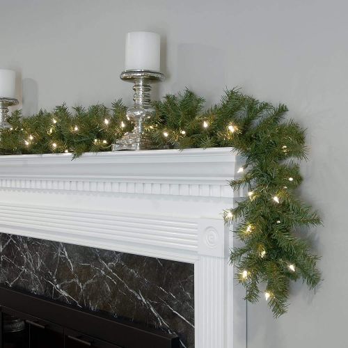  National Tree Company Pre-Lit Artificial Christmas Garland, Green, Norwood Fir, White Lights, Plug In, Christmas Collection, 9 Feet