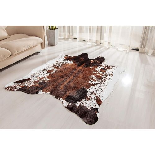  NativeSkins Faux Cowhide Rug - Large (4.6 x 6.6): Cow Print Fur Skin for Home