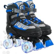 Nattork Roller Skates for Kids Boys Girls, 4 Size Adjustable Rollerskates with Light Up Wheels for Children Beginners for Outdoor Indoor