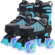 Nattork Kids Roller Skates for Boys & Girls, 4 Size Adjustable Rollerskates with Light Up Wheels for Teens Beginners Outdoor Sports, Birthday Gift for Toddler