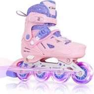 Nattork Inline Skates for Girls and Boys Kids, 4 Sizes Adjustable Inline Skates with Light up Wheels, Illuminating Beginner Roller Skates for Kids & Adult Youth