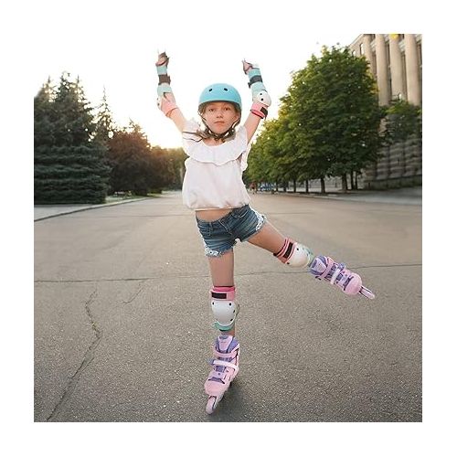  Nattork Inline Skates for Girls and Boys Kids, 4 Sizes Adjustable Inline Skates with Light up Wheels, Illuminating Beginner Roller Skates for Kids & Adult Youth