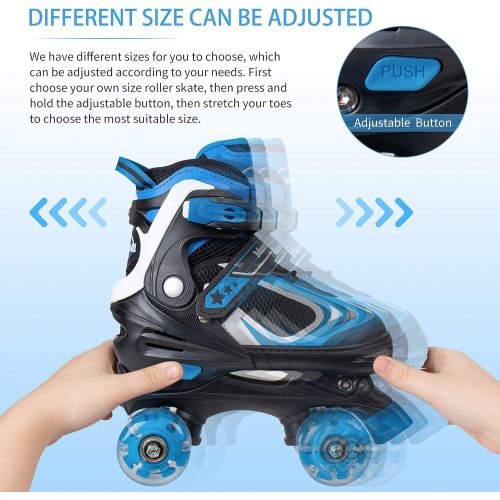  Nattork Roller Skates for Girls and Boys,4 Sizes Adjustable Roller Skates for Kids with All Light up Wheels, Full Protection for Childrens Indoor and Outdoor Play