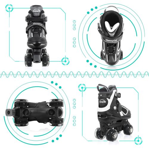  Nattork Roller Skates for Girls and Boys,4 Sizes Adjustable Roller Skates for Kids with All Light up Wheels, Full Protection for Childrens Indoor and Outdoor Play