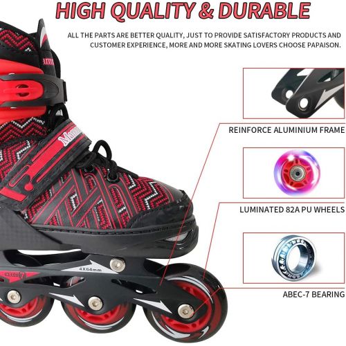  Nattork Adjustable Inline Skates for Kids with Full Light up Wheels,Fun Illuminating Roller Skates for Boys and Girls,Youth and Beginners