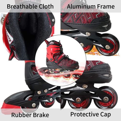  Nattork Adjustable Inline Skates for Kids with Full Light up Wheels,Fun Illuminating Roller Skates for Boys and Girls,Youth and Beginners