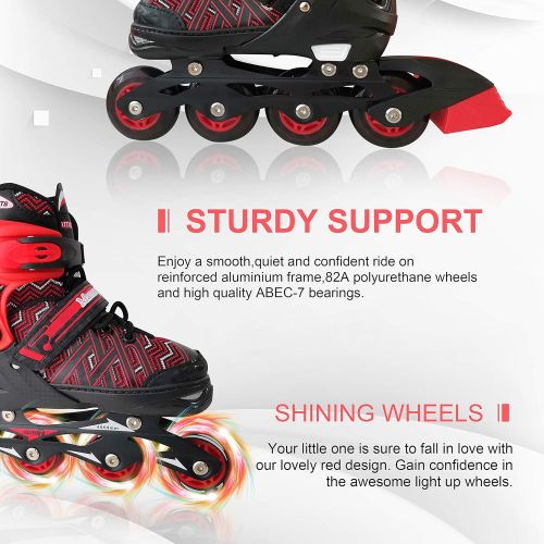  Nattork Adjustable Inline Skates for Kids with Full Light up Wheels,Fun Illuminating Roller Skates for Boys and Girls,Youth and Beginners