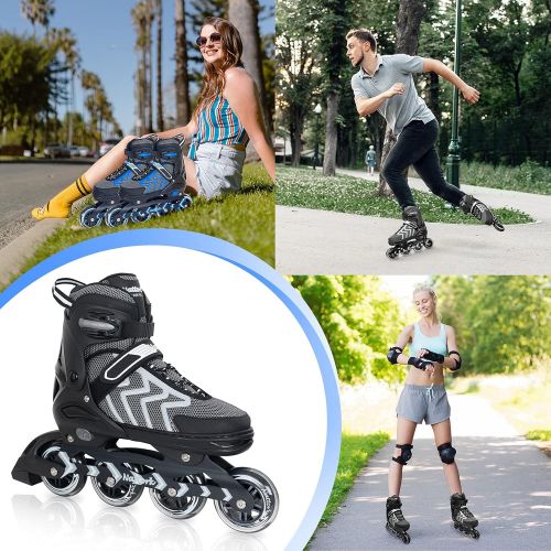  Nattork Adjustable Inline Skates for Kids and Adult, Safe and Durable Inline Skates , Outdoor & Indoor Roller Skates for Girls and Boys,Beginners