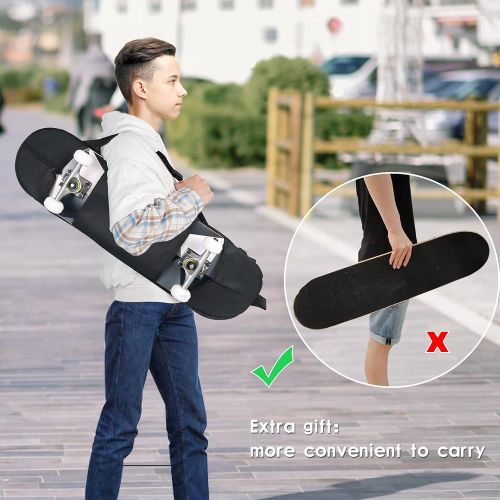  Nattork Skateboard Beginner Skateboards 31Inch Complete Skateboard 9 Layer Canadian Maple Double Kick Deck Concave Cruiser Trick Skate Boards for Kids Youth Teens