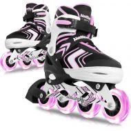 Nattork Adjustable Inline Skates for Kids and Youth with Full Light Up Wheels,Fun Illuminating Beginner Roller Blades/ Skates for Girls, Boys