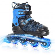 Nattork Adjustable Inline Skates for Kids with Full Light up Wheels,Fun Illuminating Roller Skates for Boys and Girls,Youth and Beginners