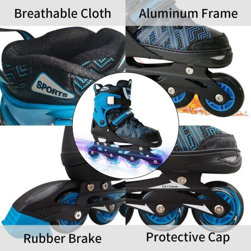  Nattork Adjustable Inline Skates for Kids with Full Light up Wheels,Fun Illuminating Roller Skates for Boys and Girls,Youth and Beginners