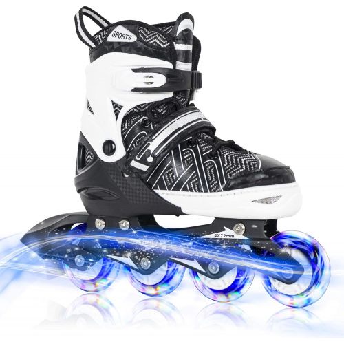  Nattork Adjustable Inline Skates for Kids with Full Light up Wheels,Fun Illuminating Roller Skates for Boys and Girls,Youth and Beginners