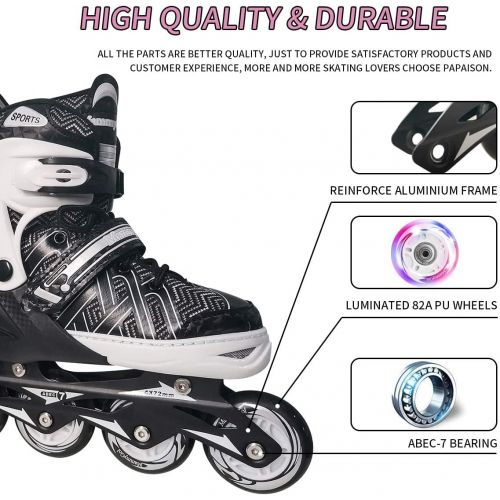  Nattork Adjustable Inline Skates for Kids with Full Light up Wheels,Fun Illuminating Roller Skates for Boys and Girls,Youth and Beginners