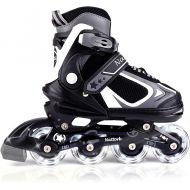 Nattork Adjustable Inline Skates for Kids with Light Up Wheel, Outdoor & Indoor Illuminating Roller Skates for Girls and Boys,Beginners