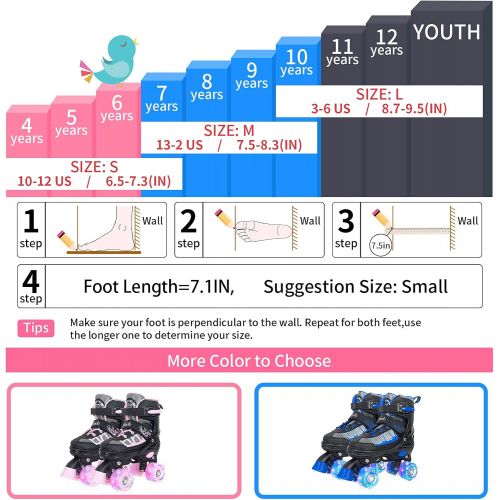  Nattork Adjustable Roller Skates for Kids with Light Up Wheel, Outdoor & Indoor Illuminating Roller Skates for Girls and Boys,Beginners