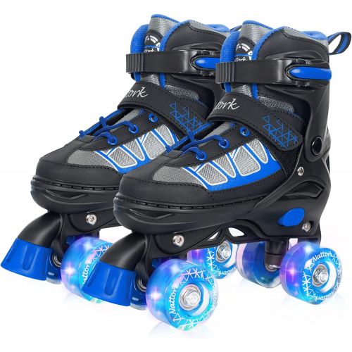  Nattork Adjustable Roller Skates for Kids with Light Up Wheel, Outdoor & Indoor Illuminating Roller Skates for Girls and Boys,Beginners