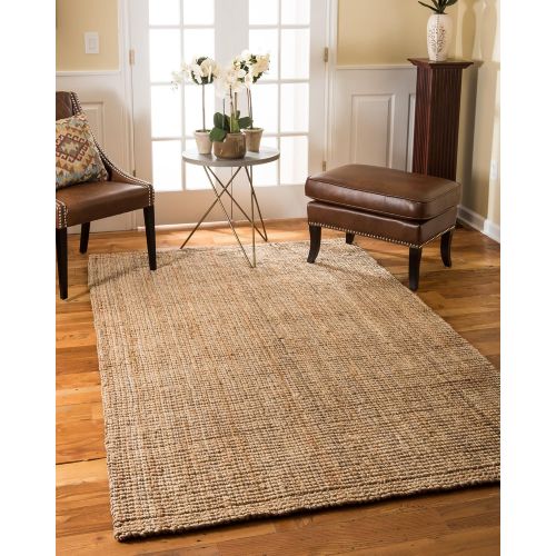  NaturalAreaRugs Natural Area Rugs 100% Natural Fiber Handmade Chunky Calvin Jute Rectangular Rug (8 X 10) Beige