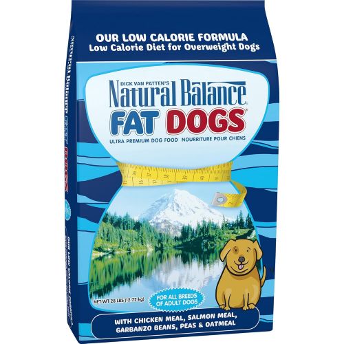  Natural Balance Fat Dogs Low Calorie Dry Dog Food, Chicken Meal, Salmon Meal, Garbanzo Beans, Peas & Oatmeal, for Overweight Dogs