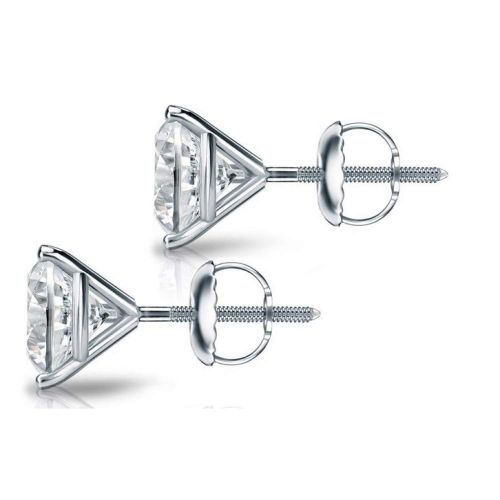  Natural Diamonds of NYC 1.10 ct Ladies Round Cut Diamond Martini Setting Stud Earrings In 14 Karat White Gold