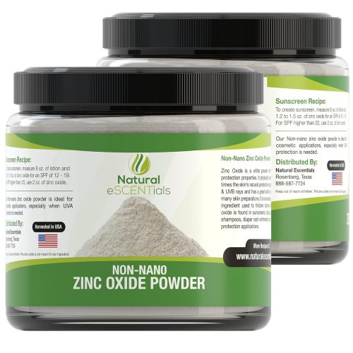  Natural Escentials Natural Zinc Oxide Powder - Non Nano and Uncoated - Baby Safe, Cosmetic Grade Fine Powder - FREE: Recipe eBook