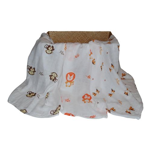  Natural Snuggles Animal Bamboo Infant Swaddle Blankets- Safari Friends -Monkey, Lion, Giraffe - Large Muslin Swaddle Wraps - Miracle Worker for New Moms Wanting More Sleep - Baby Shower Gift Regist