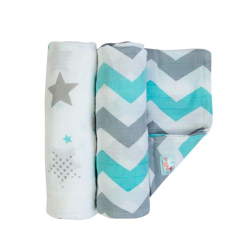  Natural Snuggles Swaddle Wraps & Changing Table Pad Liners Bundle - Includes 3 pk Bamboo Absorbent Portable Baby Changing Table Covers and Newborn Light Blue Stars Swaddle 3 pk - Baby Shower Gift R