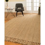 NaturalAreaRugs Natural Area Rugs 100% Natural Fiber Handmade Reversible Basketweave Corolla Jute Rectangular Rug (5 X 8) Beige