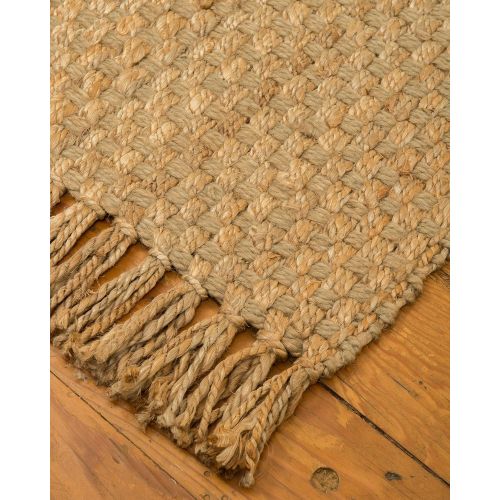  NaturalAreaRugs Natural Area Rugs 100% Natural Fiber Handmade Reversible Basketweave Corolla Jute Rectangular Rug (5 X 8) Beige