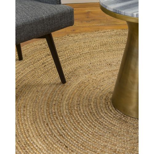  NaturalAreaRugs Natural Area Rugs 100% Natural Fiber Handmade Reversible Elsinore Jute 6 Round Rug Beige