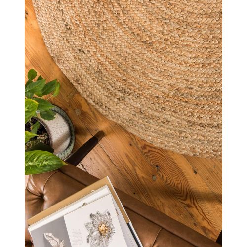  NaturalAreaRugs Natural Area Rugs 100% Natural Fiber Handmade Reversible Elsinore Jute 6 Round Rug Beige