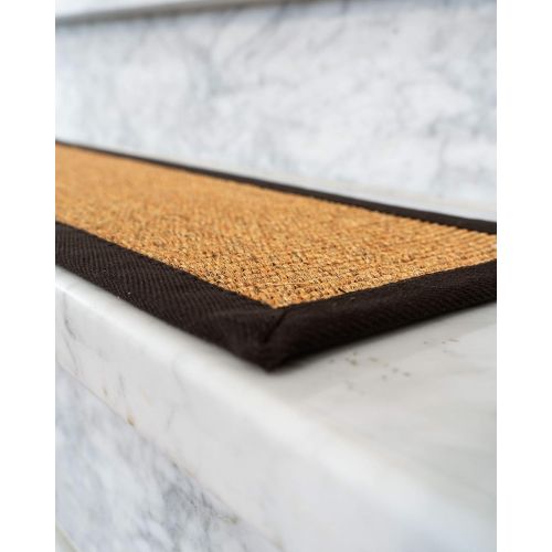  NaturalAreaRugs Natural Area Rugs 100% Natural Fiber Chandler, Sisal Golden Tan, Handmade Stair Treads Carpet Set of 13 (9x29) Fudge Border