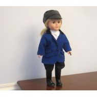 NaturalCharmHeirloom Doll English Riding Outfit fits 18 Inch Dolls like American Girl Dolls- Blue Wool Horse Riding Jacket- Equestrian Doll Outfit-Olivia