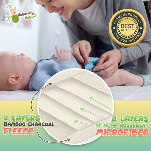  [아마존베스트]Naturally Natures Cloth Diaper Inserts 5 Layer - Insert - Bamboo Reusable Liners (Pack of 12)