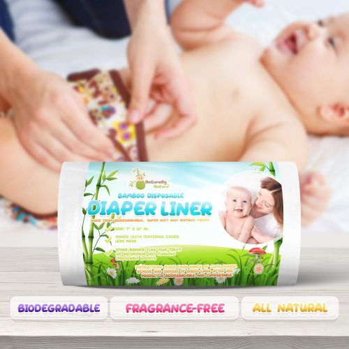  Naturally Natures Bamboo Disposable Diaper Liners (2PK) 200 Sheets Gentle and Soft, Chlorine and Dye-Free, Unscented, Biodegradable Inserts (Set of 2) 200 Liners