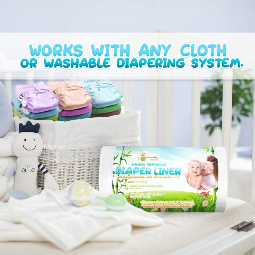  Naturally Natures Bamboo Disposable Diaper Liners (2PK) 200 Sheets Gentle and Soft, Chlorine and Dye-Free, Unscented, Biodegradable Inserts (Set of 2) 200 Liners