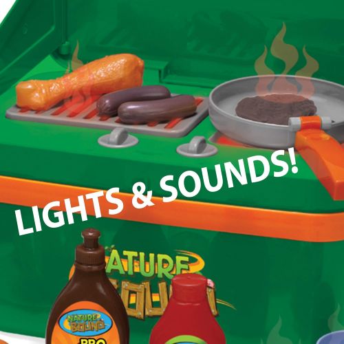  Nature Bound BBQ Grill Cookout Camp Stove with Sizzling Lights & Sounds, Play Utensils, & Play Food