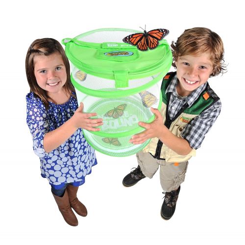  Nature Bound Butterfly Growing Habitat Kit - with Voucher to Redeem Live Caterpillars for Home or School Use - Green Pop-Up Cage 12-Inches Tall