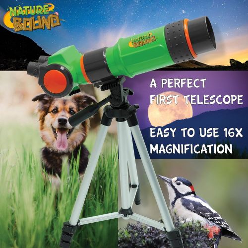  [아마존베스트]Nature Bound Telescope for Kids and Beginners, 16X Magnification and 15mm Lens for Indoor and Outdoor Use - Adjustable Tripod Included - for Kids Ages 6+, Green (NB538)