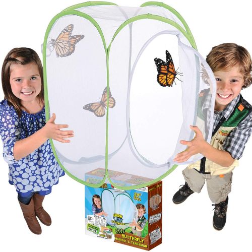  Nature Bound Toys Butterfly Garden Habitat & Terrarium, 24 Inches Tall with Large Zipper Larvae Coupon Included in Kit