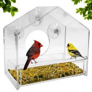 Nature Gear Window Bird Feeder - Refillable Sliding Tray - Weather Proof - Snow and Squirrel Resistant - Drains Rain Water - See Songbirds from Home!