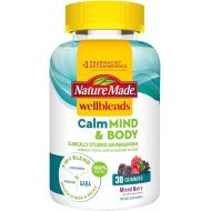 Nature Made Wellblends Calm Mind & Body, Magnesium Citrate, Ashwagandha 125mg & GABA 100mg Blend for Stress Relief, 38 Gummy Vitamins