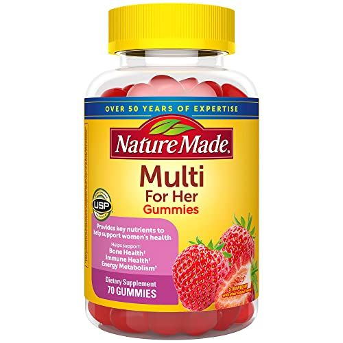 네이쳐 메이드 [무료배송]Nature Made Multivitamin for Her Gummies, Multivitamin for Women, 13 Key Nutrients to Help Support Immune & Bone Health, Energy Metabolism, Excellent Source of Folic Acid, 70 Multi