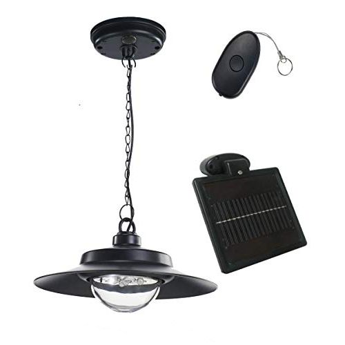  Nature Power 21030 Hanging Solar Powered LED Shed Light with Remote Control, Black Finish