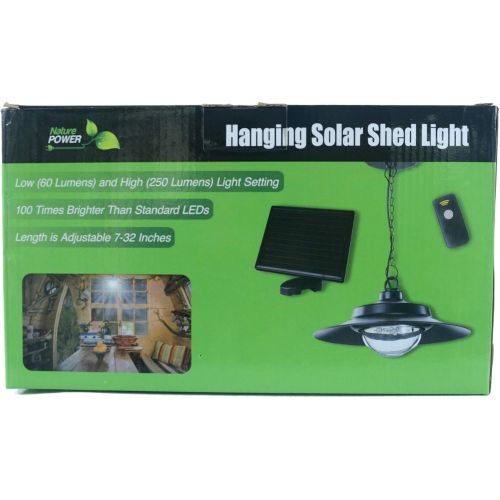  Nature Power 21030 Hanging Solar Powered LED Shed Light with Remote Control, Black Finish