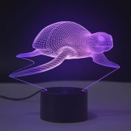 Nature-Decor 3D Lamp Optical Illusion Night Light 7 Color Changing Touch Table Desk Lamps with USB Cable for Birthday Gifts for Boys Home Decor Lamp (Turtles)