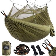 NATUREFUN Ultraleichte Moskito Netz Camping Hangematte 300kg Tragfahigkeit,(275 x 140 cm) Atmungsaktiv, schnell trocknende Fallschirm Nylon Enthalten 2 x Premium Karabinerhaken 4 x