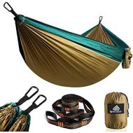 NATUREFUN Ultraleicht Reise Camping Hangematte | 300 kg Tragfahigkeit, (275 x 140 cm) Fallschirmnylon | 2 x Premium Karabiner, 2 x Nylonschlingen inklusive | Fuer den Outdoor Indoor