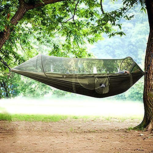  NATUREFUN Ultra-Light Reisecamping Hangematte Moskitonetz Hangematte | 300 kg Tragfahigkeit, knitterfest schnelltrocknendes Polyester | 2 Premium Karabiner, 2 Nylonschlingen inklus