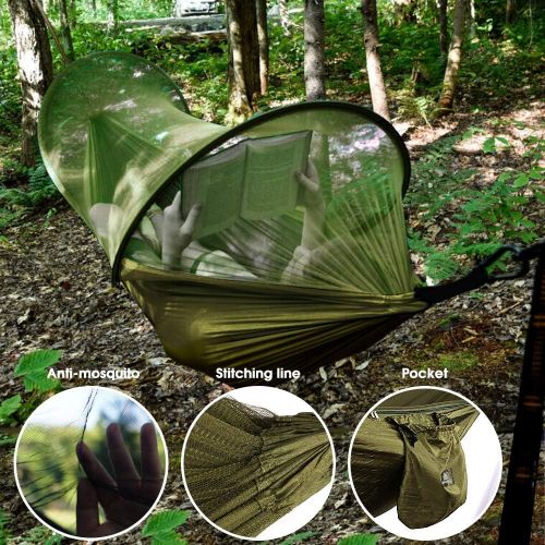  NATUREFUN Ultra-Light Reisecamping Hangematte Moskitonetz Hangematte | 300 kg Tragfahigkeit, knitterfest schnelltrocknendes Polyester | 2 Premium Karabiner, 2 Nylonschlingen inklus